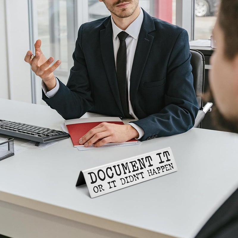 EFFJNSG Funny Desk Signs for Office Novelty Nameplate Gag Gifts for HR Coworker, Funny Office Decor Desk Plaque for Human Resources Colleagues, Document It or It Didn't Happen Nameplates EDA04 - Image 5